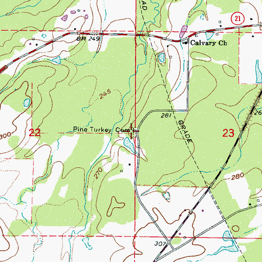 Topographic Map of Pine Turkey Cemetery, MS