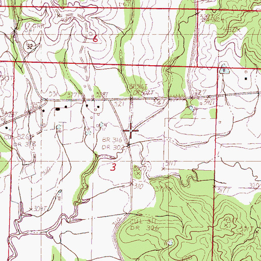 Topographic Map of Pine Valley School, MS