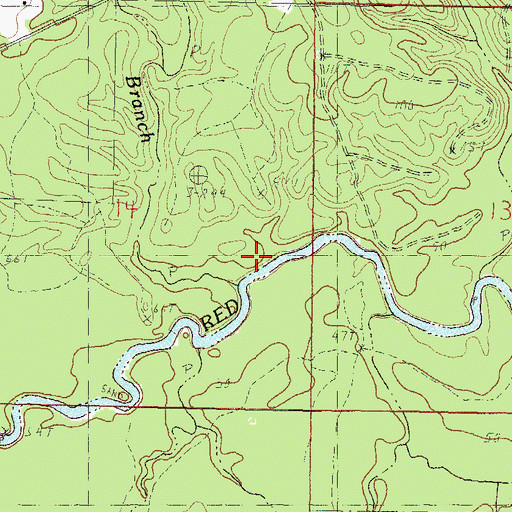 Topographic Map of Pinelog Branch, MS