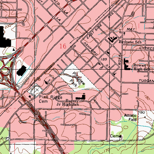 Topographic Map of Pineview Park, MS