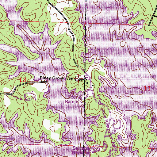 Topographic Map of Piney Grove Cemetery, MS