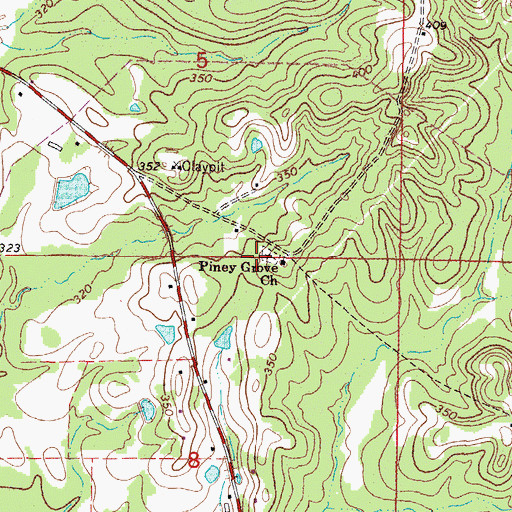 Topographic Map of Piney Grove Church, MS