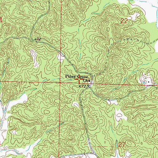 Topographic Map of Piney Grove Church, MS