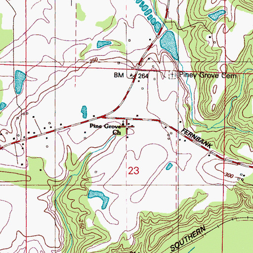 Topographic Map of Pine Grove Church, MS