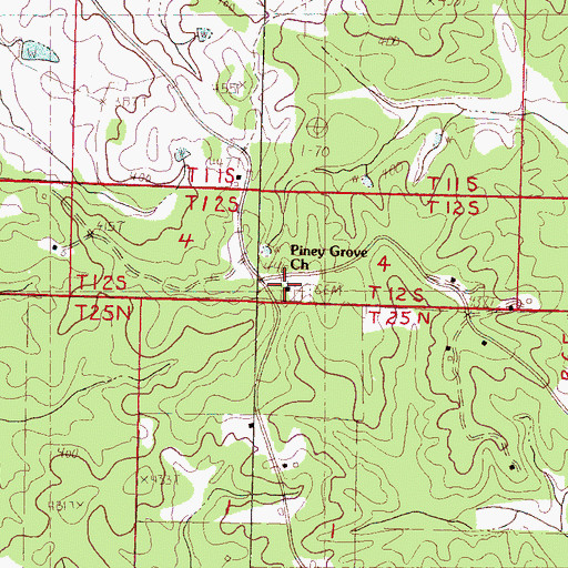 Topographic Map of Piney Grove Church, MS