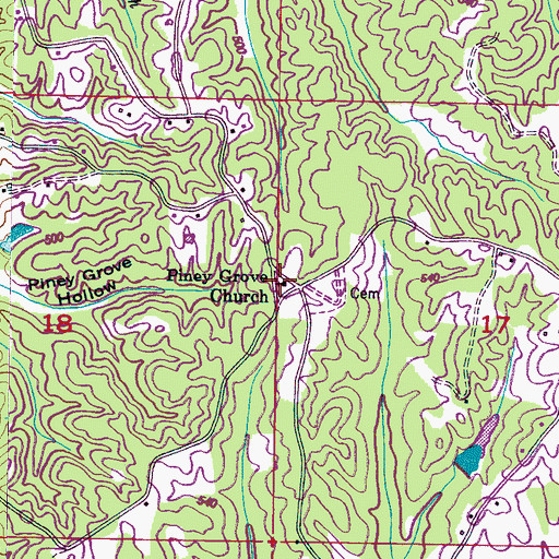 Topographic Map of Piney Grove Church, MS