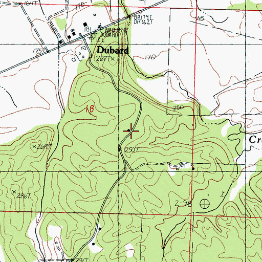 Topographic Map of Piney Grove School, MS