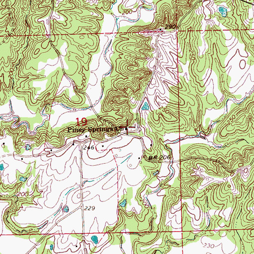Topographic Map of Piney Springs Baptist Church, MS