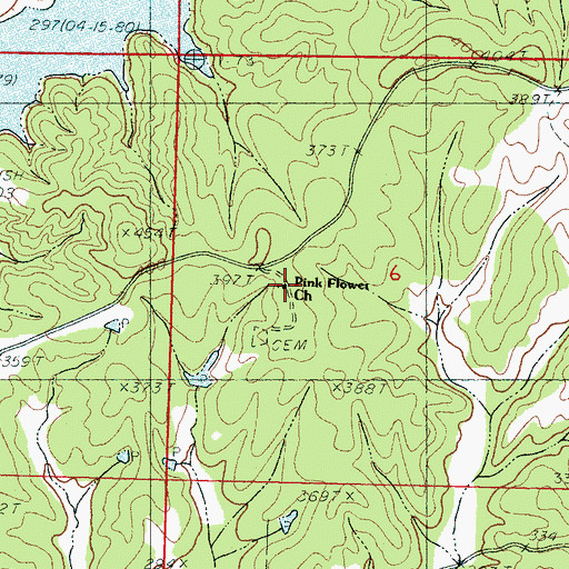 Topographic Map of Pink Flower Church, MS