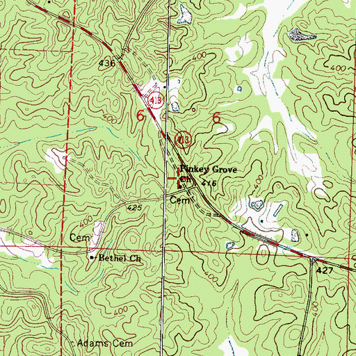 Topographic Map of Pinkey Grove Church, MS