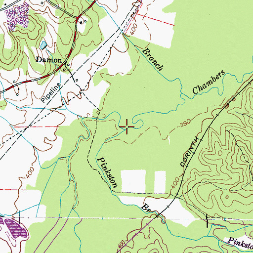 Topographic Map of Pinkston Branch, MS