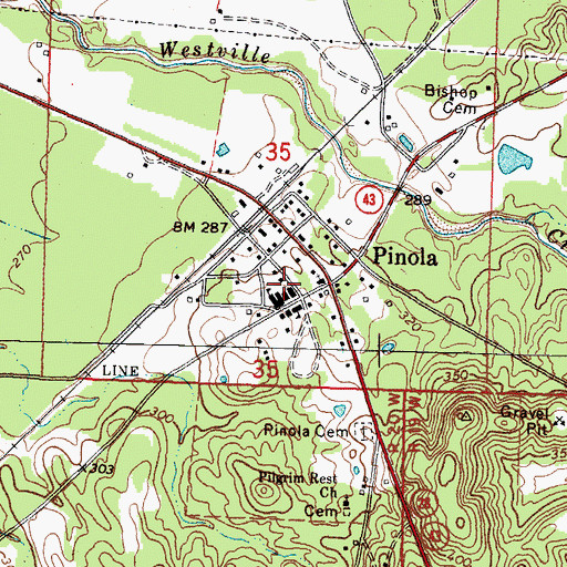 Topographic Map of Pinola, MS