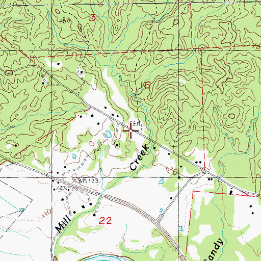 Topographic Map of Pioneer Cemetery, MS