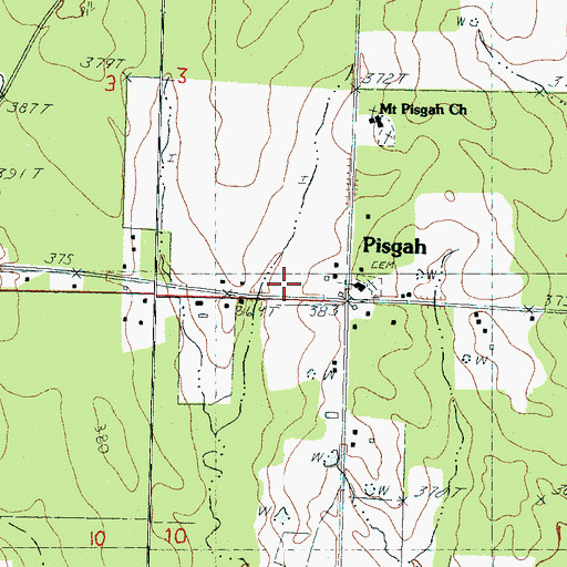 Topographic Map of Pisgah, MS