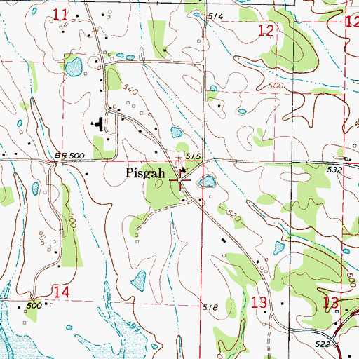 Topographic Map of Pisgah, MS