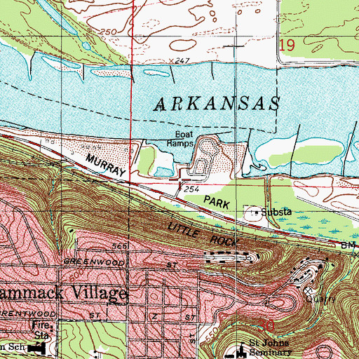 Topographic Map of Murray Park, AR