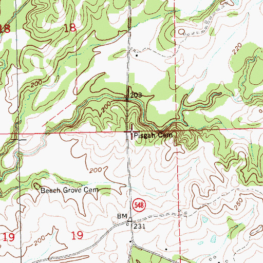 Topographic Map of Pisgah Cemetery, MS