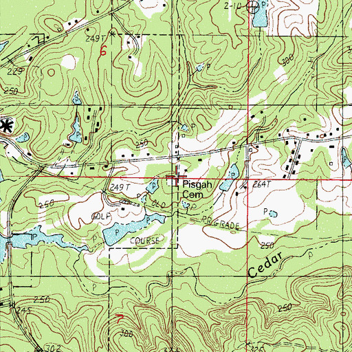 Topographic Map of Pisgah Cemetery, MS