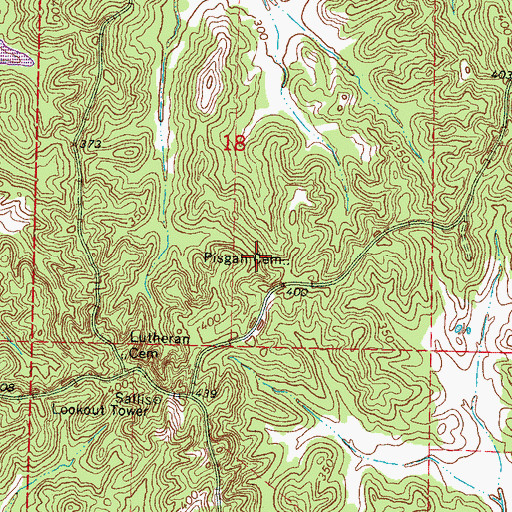Topographic Map of Pisgah Cemetery, MS