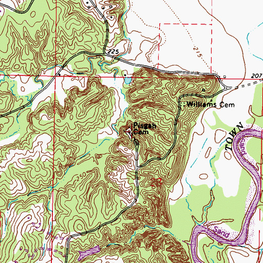 Topographic Map of Pisgah Cemetery, MS