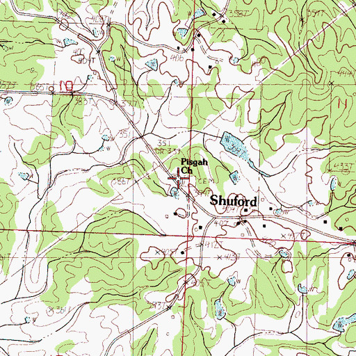 Topographic Map of Pisgah Cemetery, MS
