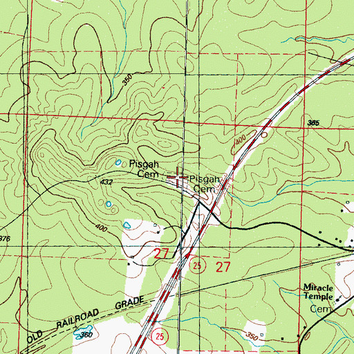 Topographic Map of Pisgah Cemetery, MS