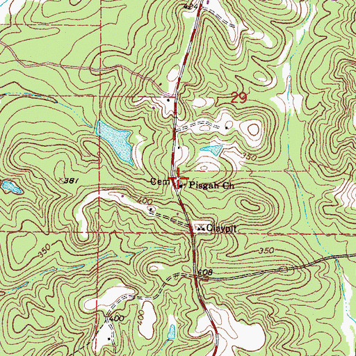 Topographic Map of Pisgah Church, MS