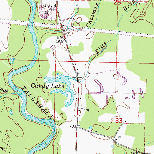 Topographic Map of Pitts Branch, MS