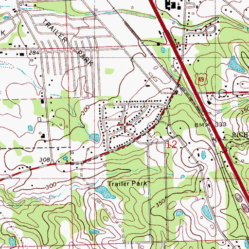 Topographic Map of Plainview, MS