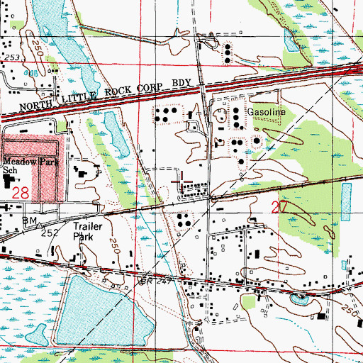 Topographic Map of New Light Missionary Baptist Church, AR