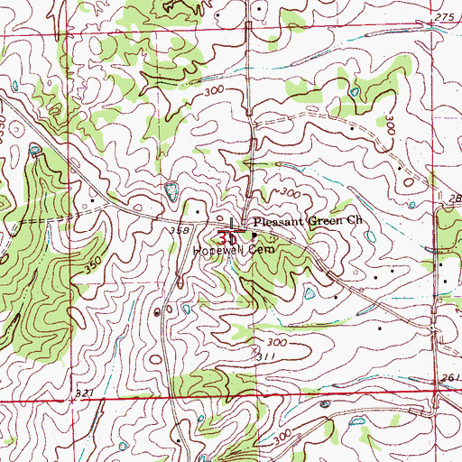 Topographic Map of Pleasant Green Church, MS