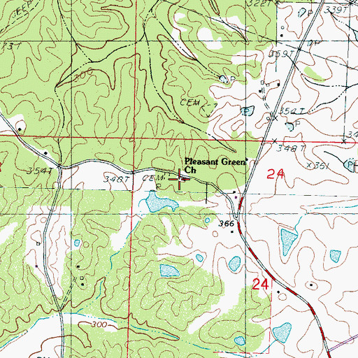 Topographic Map of Pleasant Green Baptist Church, MS