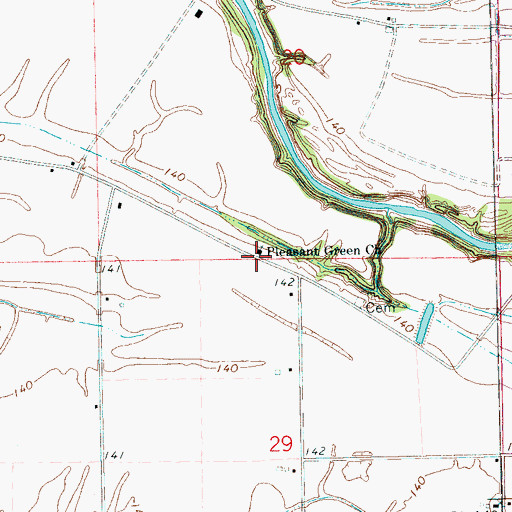 Topographic Map of Pleasant Green Church, MS