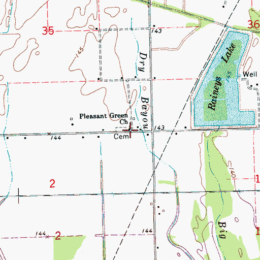 Topographic Map of Pleasant Green Church, MS