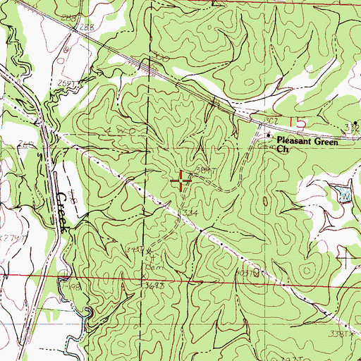 Topographic Map of Pleasant Green Church, MS
