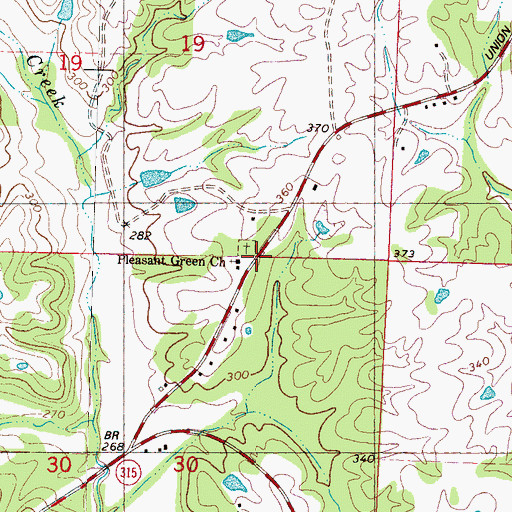 Topographic Map of Pleasant Green Church, MS