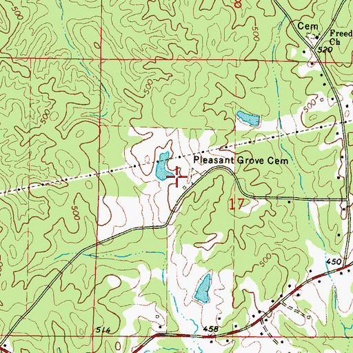Topographic Map of Pleasant Grove Cemetery, MS