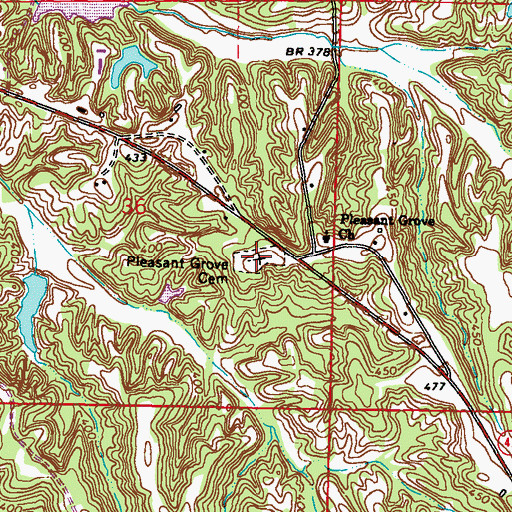Topographic Map of Pleasant Grove Cemetery, MS