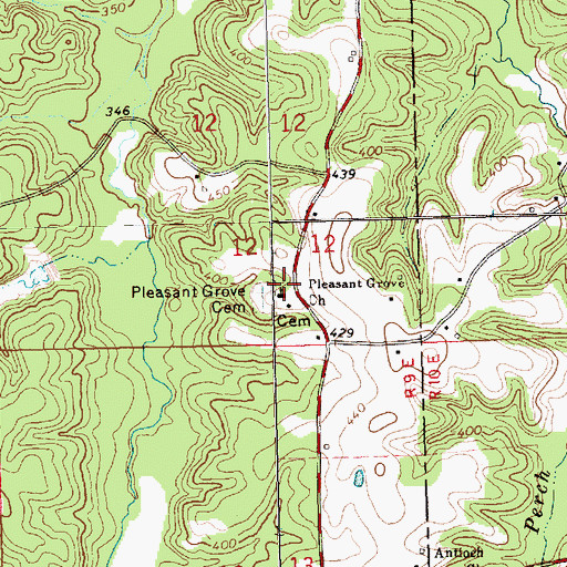 Topographic Map of Pleasant Grove Church, MS