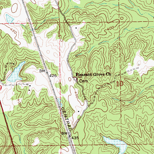 Topographic Map of Pleasant Grove Church, MS
