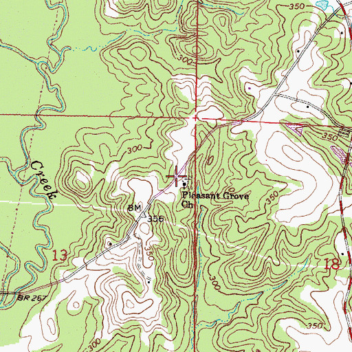 Topographic Map of Pleasant Grove Church, MS