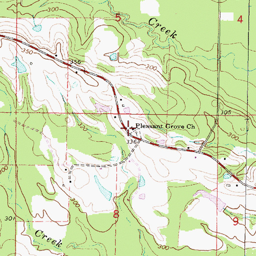 Topographic Map of Pleasant Grove Church, MS