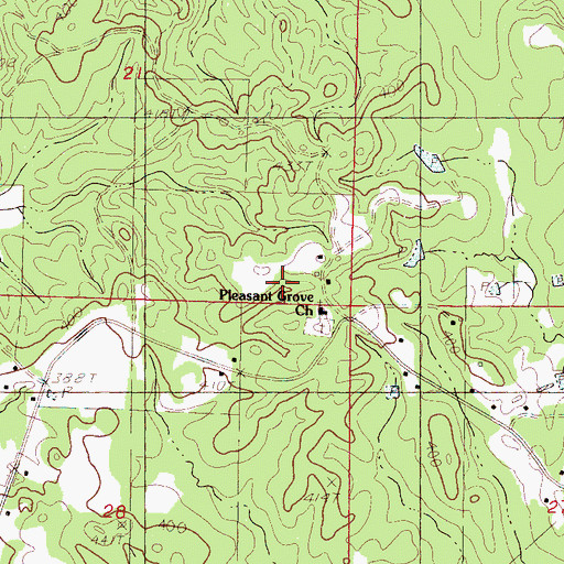 Topographic Map of Pleasant Grove Church, MS