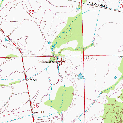 Topographic Map of Pleasant Grove Church, MS