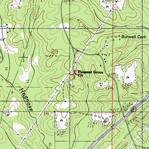 Topographic Map of Pleasant Grove Church, MS