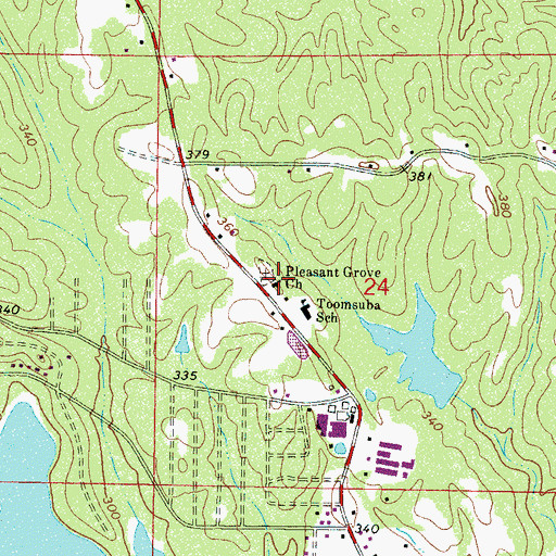 Topographic Map of Pleasant Grove Church, MS