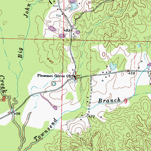 Topographic Map of Pleasant Grove Church, MS