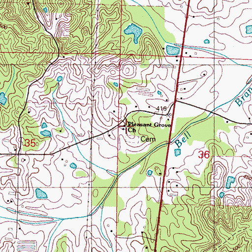 Topographic Map of Pleasant Grove Church, MS