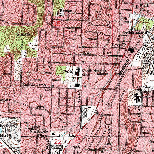 Topographic Map of North Heights Recreation Center, AR