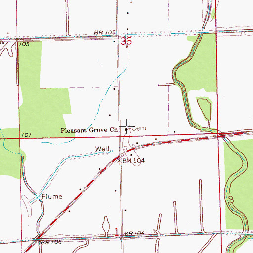 Topographic Map of Pleasant Grove Church, MS